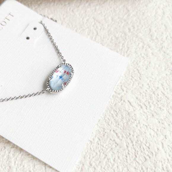 Kendra Scott Elisa Red White Blue Star Silver Necklace - Picture 2 of 3